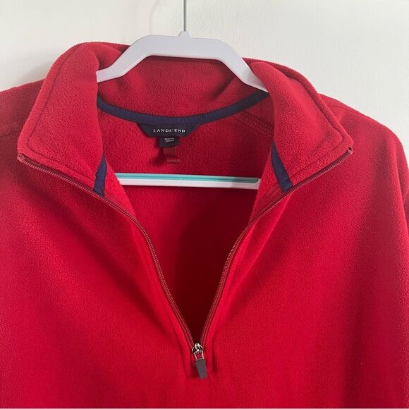 Lands' End Mock Neck Red 1/4 Quarter Zip Polartec Fleece Jacket L - Picture 3 of 7